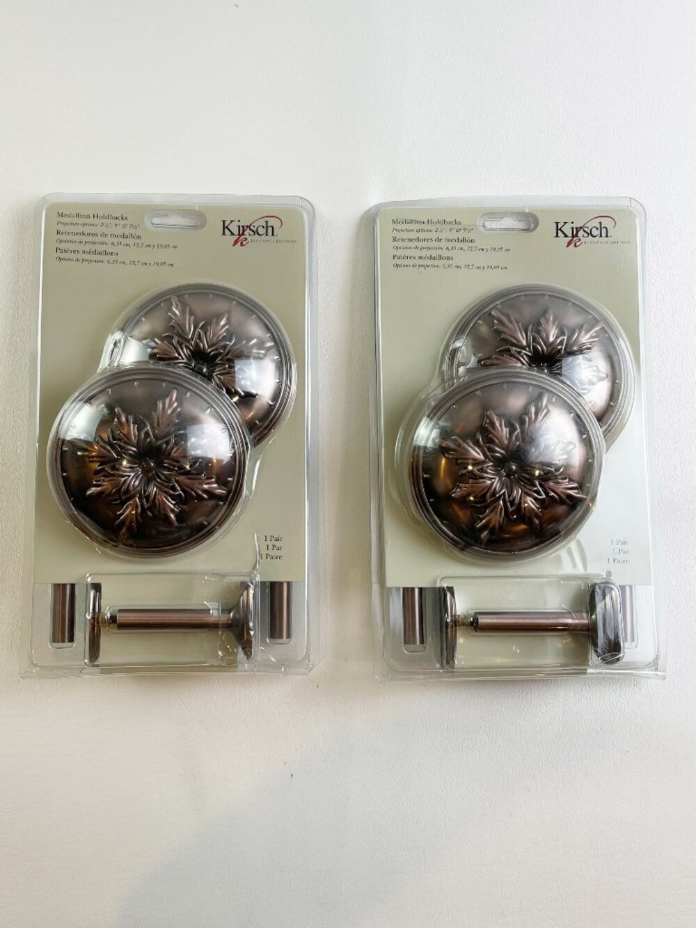 Kirsch Medallion Holdbacks Brushed Copper 2 Pairs K34